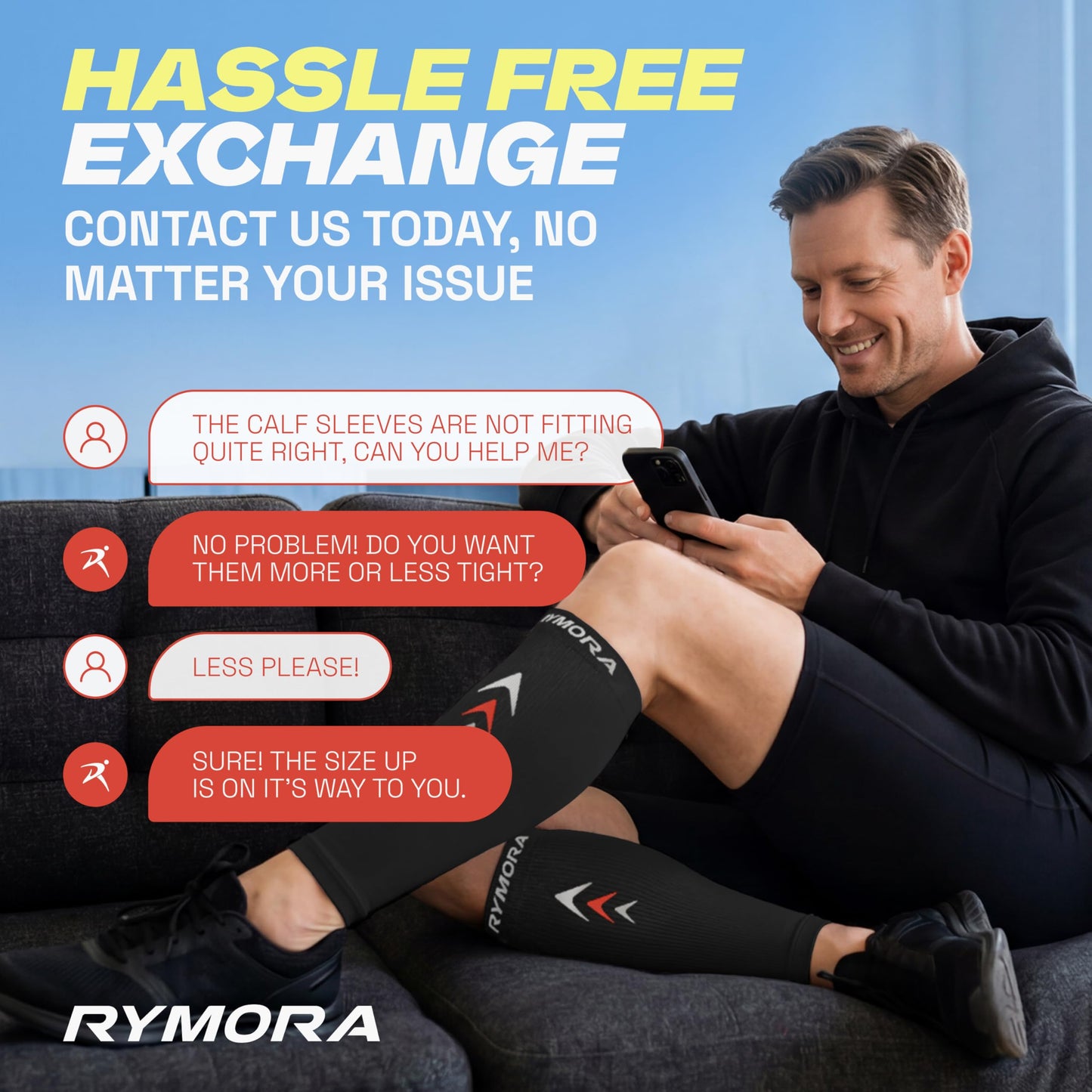 Rymora Calf Compression Sleeves Men Women Shin Splints Running (Pair) (Black) (XS)