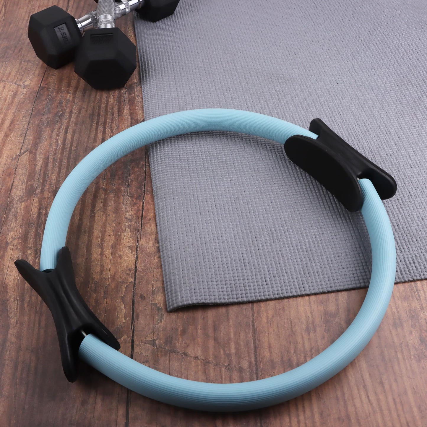 Phoenix Fitness Pilates Ring - Double Handle Exercise Circle Fitness Magic Circle Resistance Ring Dual Grip for Yoga Core Training - 15 Inch - Blue