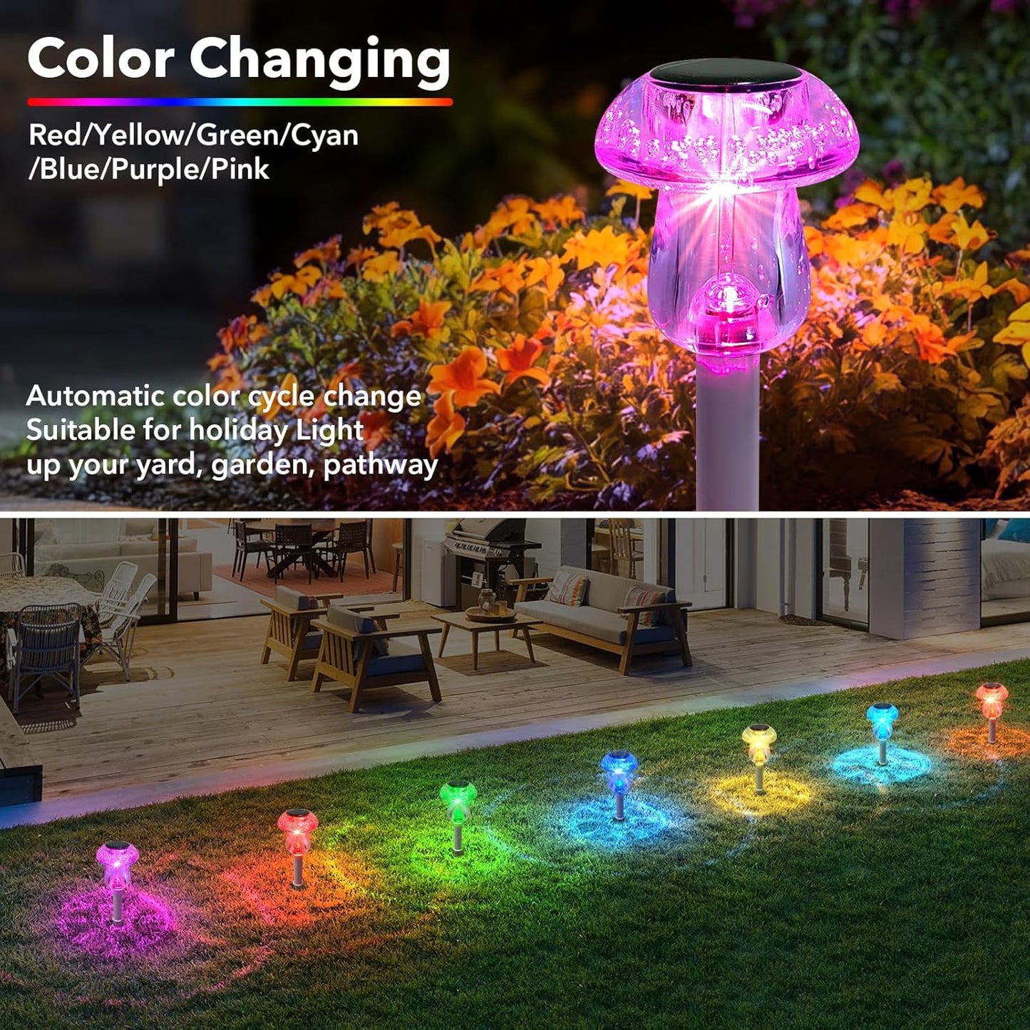 16 Pack Solar Powered Mushroom Lights - Waterproof LED Garden Pathway Lighting for Yard & Landscape Decor (Purple)