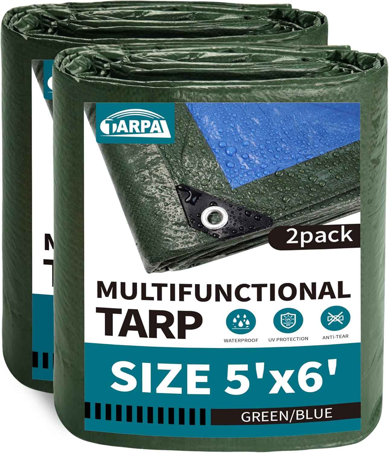 20x30 Feet Waterproof Green Tarp - Heavy-Duty Multipurpose Cover for Outdoor Use