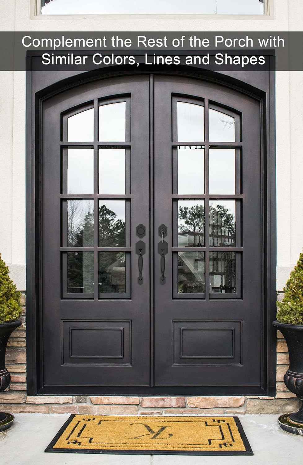 Gold Front Door Handle & Deadbolt Set - Reversible Lever Lock Hardware