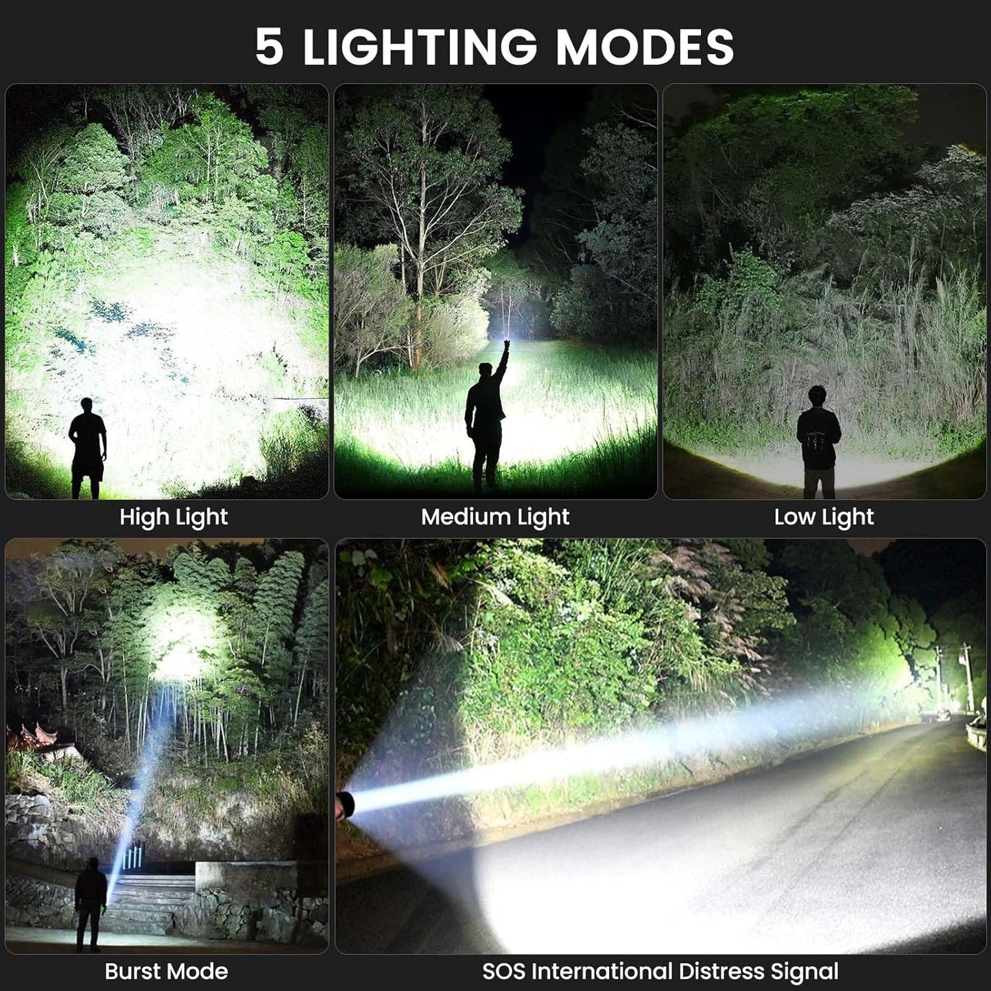 Rechargeable LED Flashlights 99,000 Lumens - 3 Pack Waterproof Handheld with 5 Modes