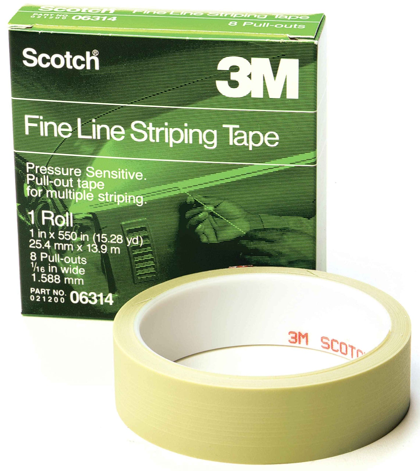Scotch Fine Line Striping Tape, 8 Pull Outs, 06314, 1 in x 550 in