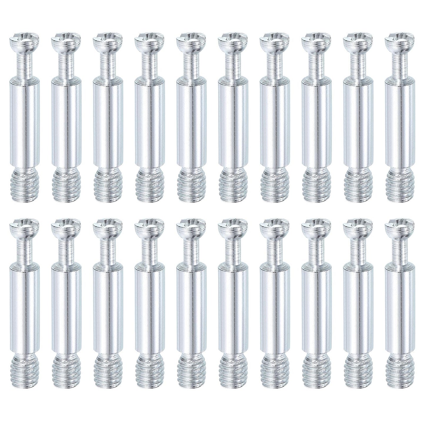uxcell 45Pcs 35mm Furniture Connecting Fittings, Thread Bolts Dowels Screws, Metal Dowel Fitting Fasteners for Cabinet Drawer and Wardrobe Furniture, Silver