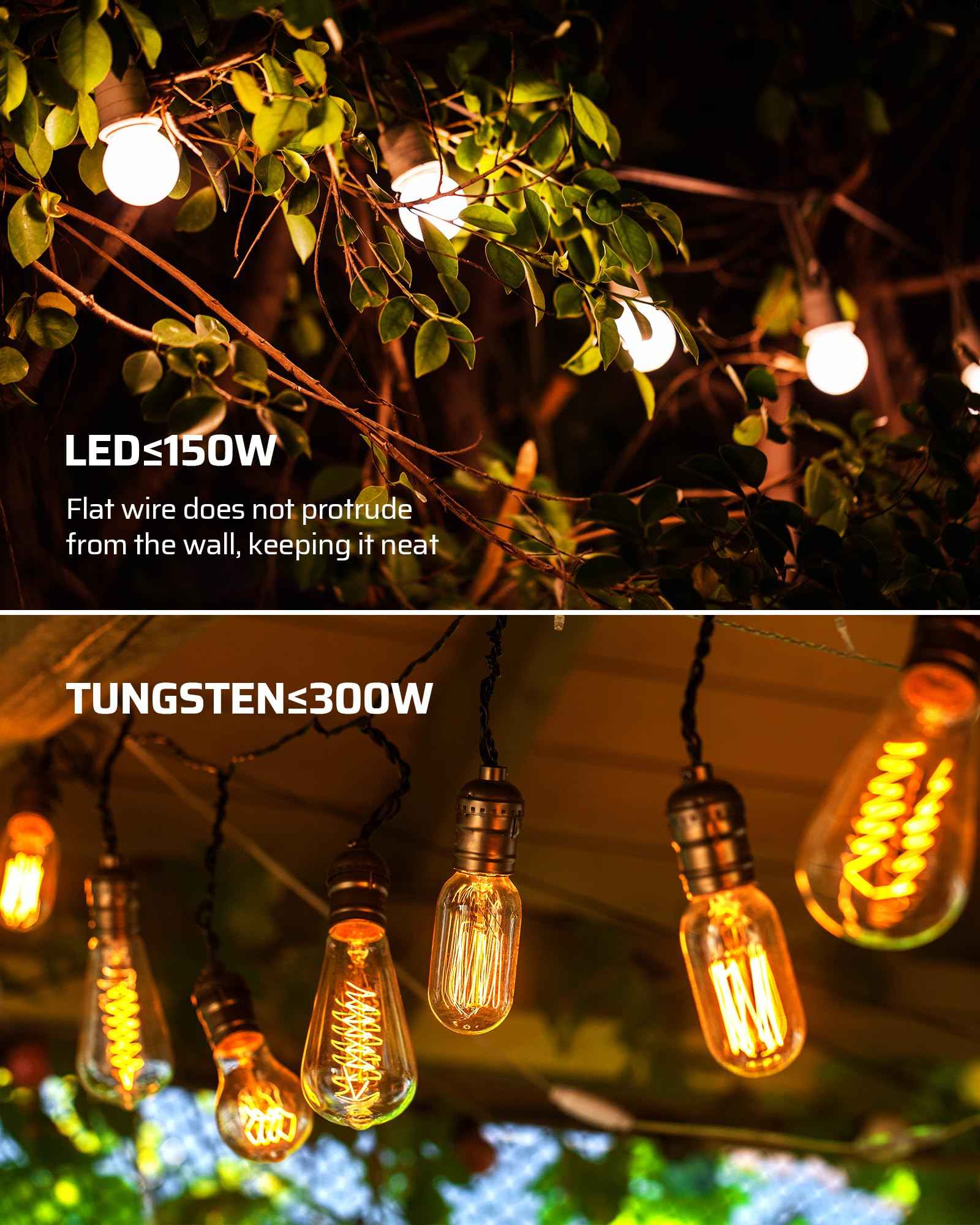DEWENWILS Outdoor Dimmer for String Lights, Remote Dimmer Switch, Weatherproof Dimmer Plug, 100FT Range, Compatible with Dimmable LED/Tungsten Bulbs, FCC Certified