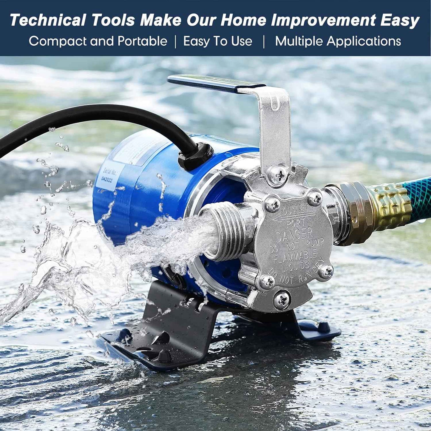 1500GPH Submersible Water Transfer Pump - 12V Sump Pump with 20ft Power Cord