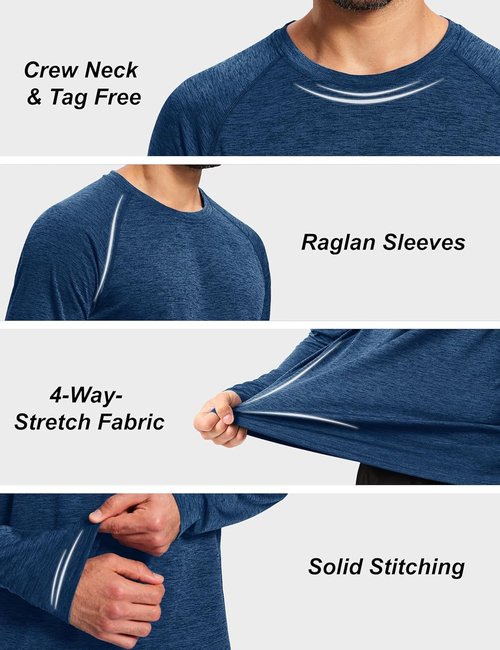 MAGCOMSEN Men's Long Sleeve Athletic Shirt - UPF 50+ Sun Protection for Fishing & Hiking | Dry Fit