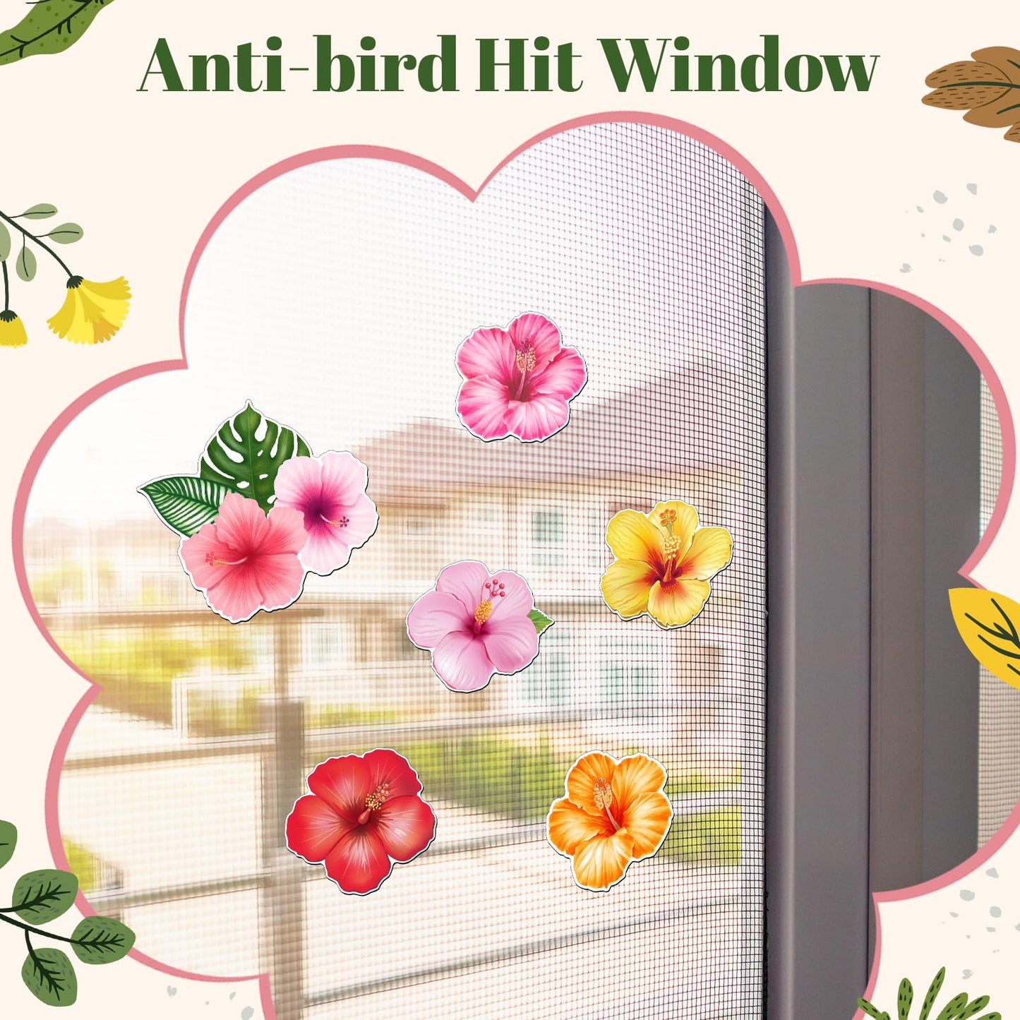 Konohan 12 Pcs/6 Pairs Screen Door Magnets Hibiscus Tropical Flower Double Sided Screen Door Magnetic Flexible Protector Decorative Magnets for Summer Window Sliding Doors