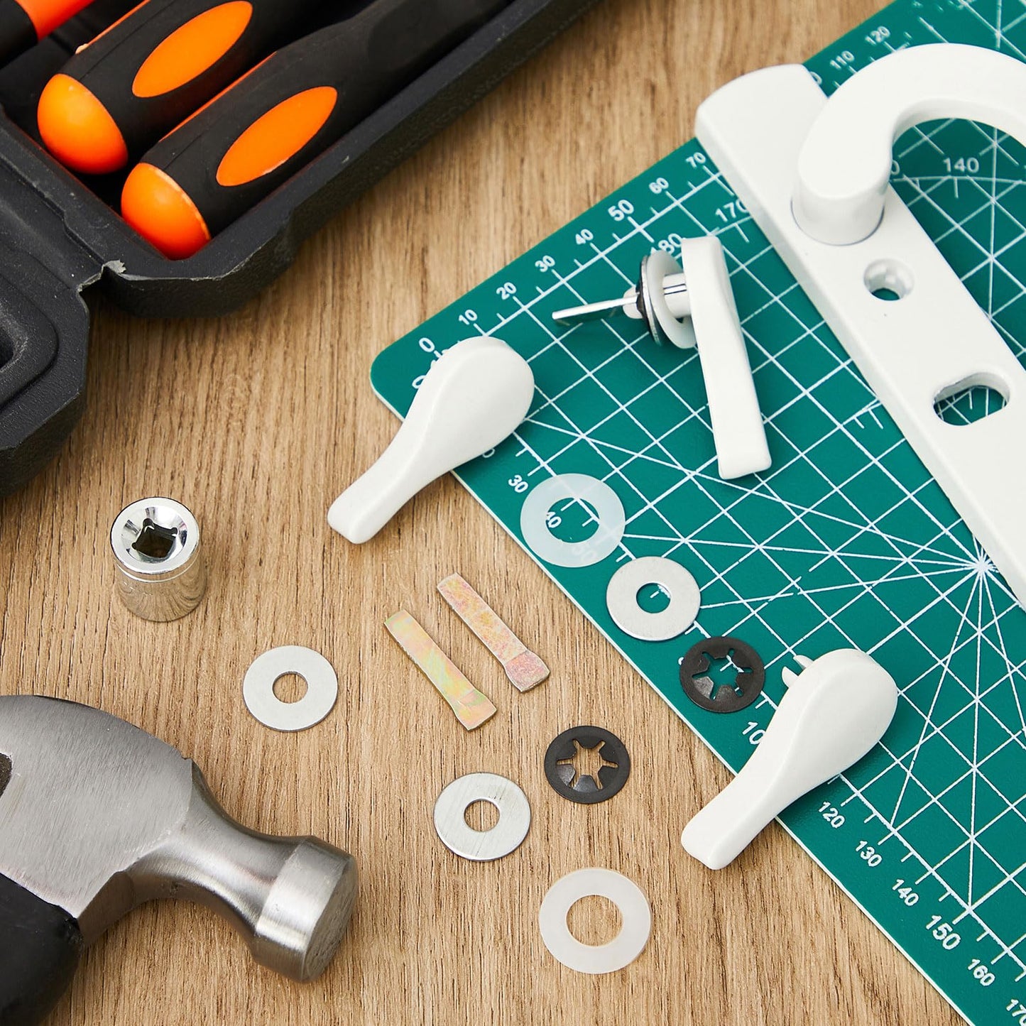 Zonon 2 Sliding Door Latch Lever Spindle White Steel Pin Set for Patio Door Replacement Hardware