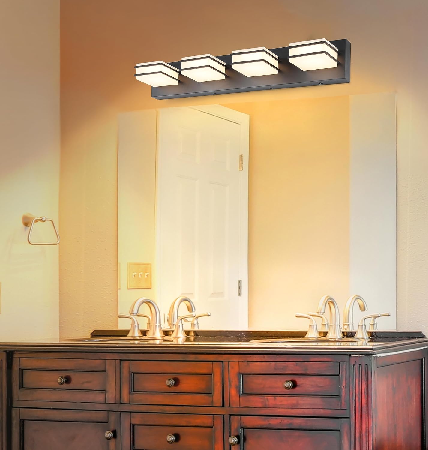 LED Chrome 3-Light Dimmable Bathroom Vanity Light Fixture - Modern Acrylic & Stainless Steel Over Mirror Lighting