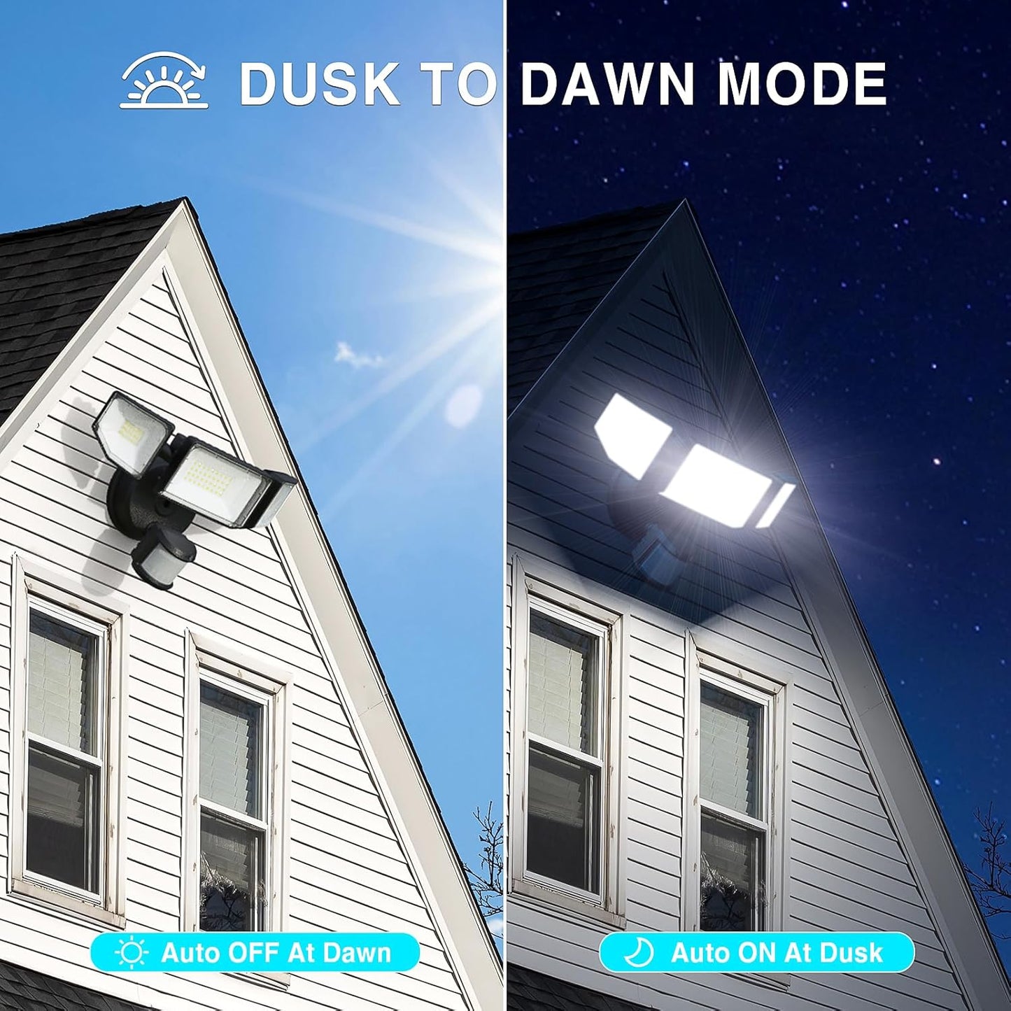 85W LED Motion Sensor Security Light - 8500LM Dusk to Dawn, 3-Head Waterproof Floodlight for Garage, Yard & Porch