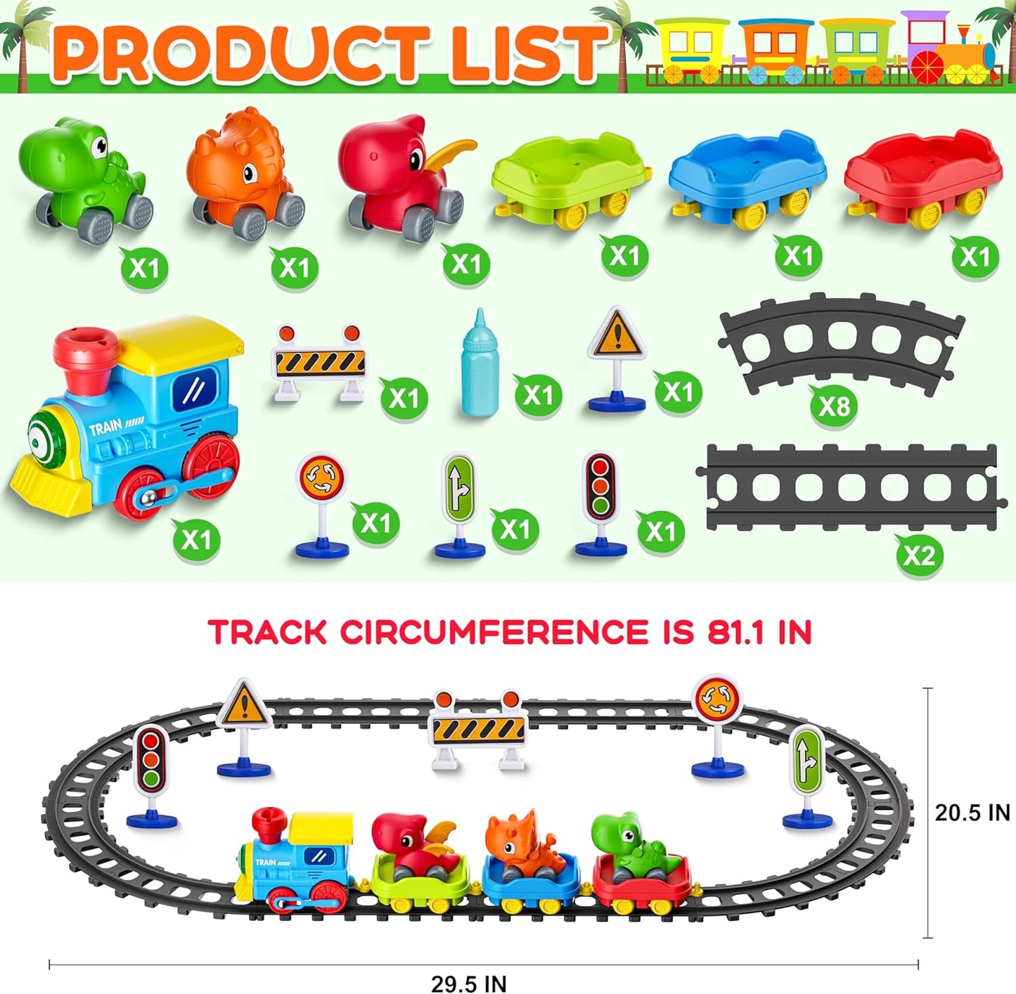 Skiennix Electric Train Set for Toddlers - Steam, Music & Lights | Includes Dinosaur Cars & Tracks, Perfect Gift for Ages 1-6