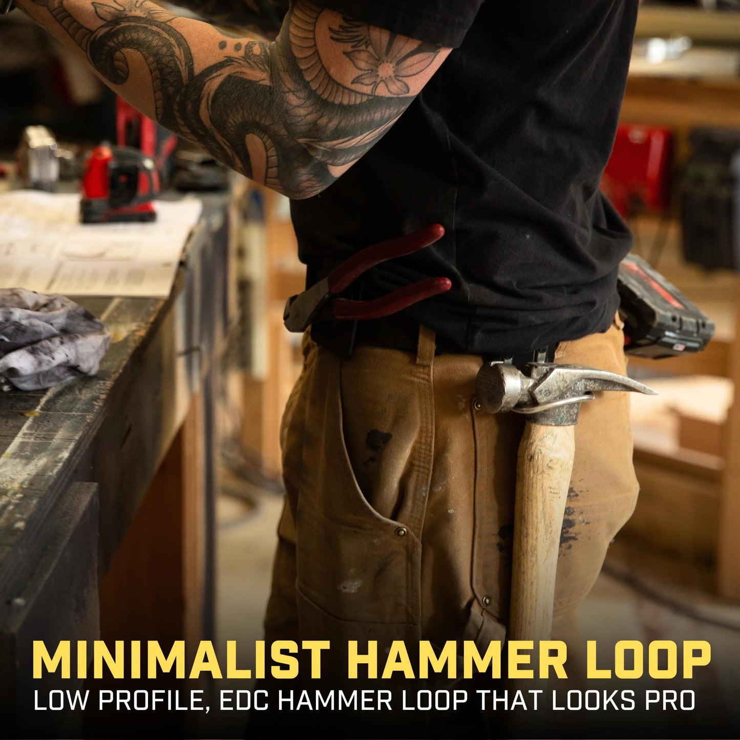 Holstery HammerMaster V2 | Hammer Holder Loop - Clip-On Tool Belt Holster Holds Hammers, Hatchet, or Mallet