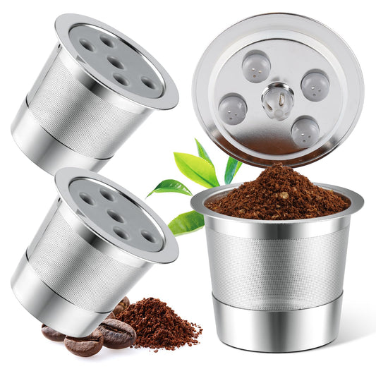 Stainless Steel Reusable K Cups for K eurig Supreme & Supreme Plus, Reusable K Cups Five Hole Universal K-eurig Refillable Coffee Pod Filter (3 Pack)