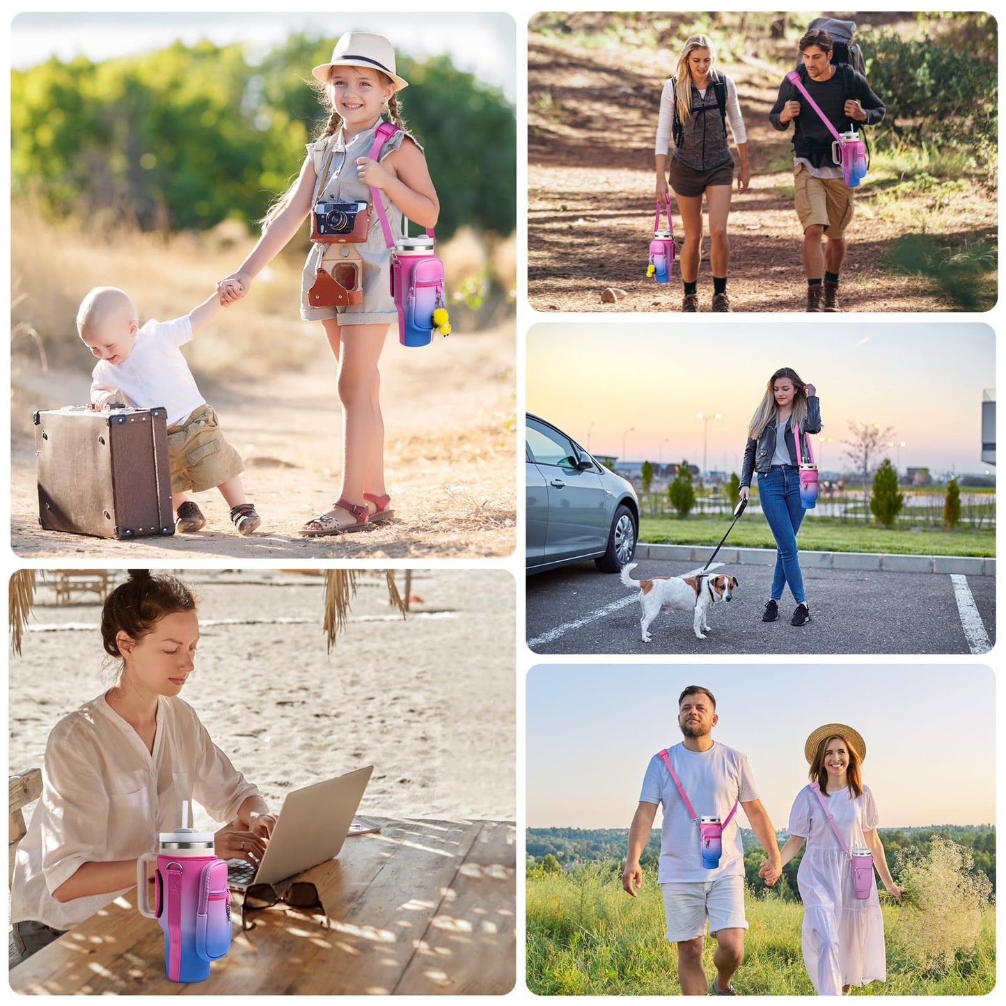 linmaya Water Bottle Carrier Bag for Stanley Cup 40/30oz with Phone Holder Pockets,Neoprene Water Bottle Cross-body Bag with Adjustable Shoulder & Hand Strap Stanley Cup Accessories