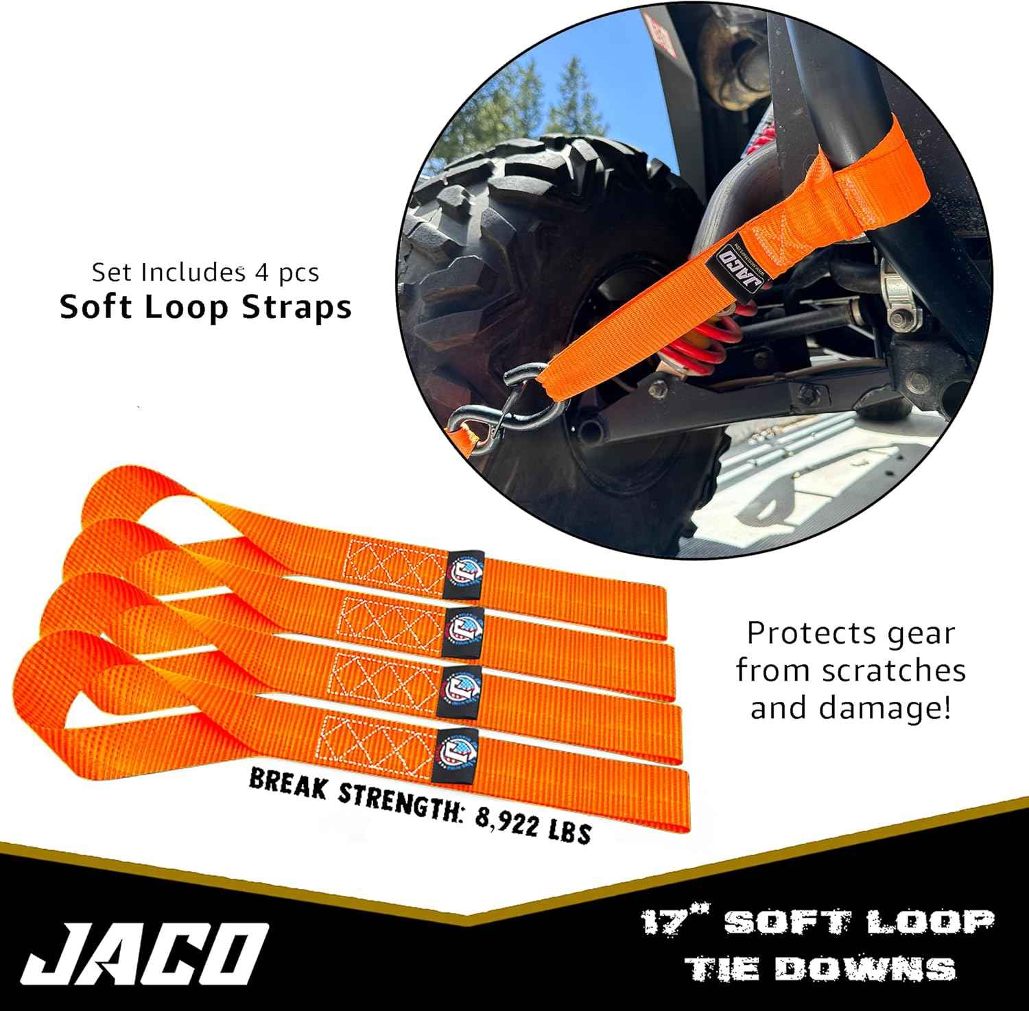 Heavy Duty Ratchet Straps 1.6" x 8ft (Pack of 4) - 5,208 lbs Tie Down Kit with Soft Loops