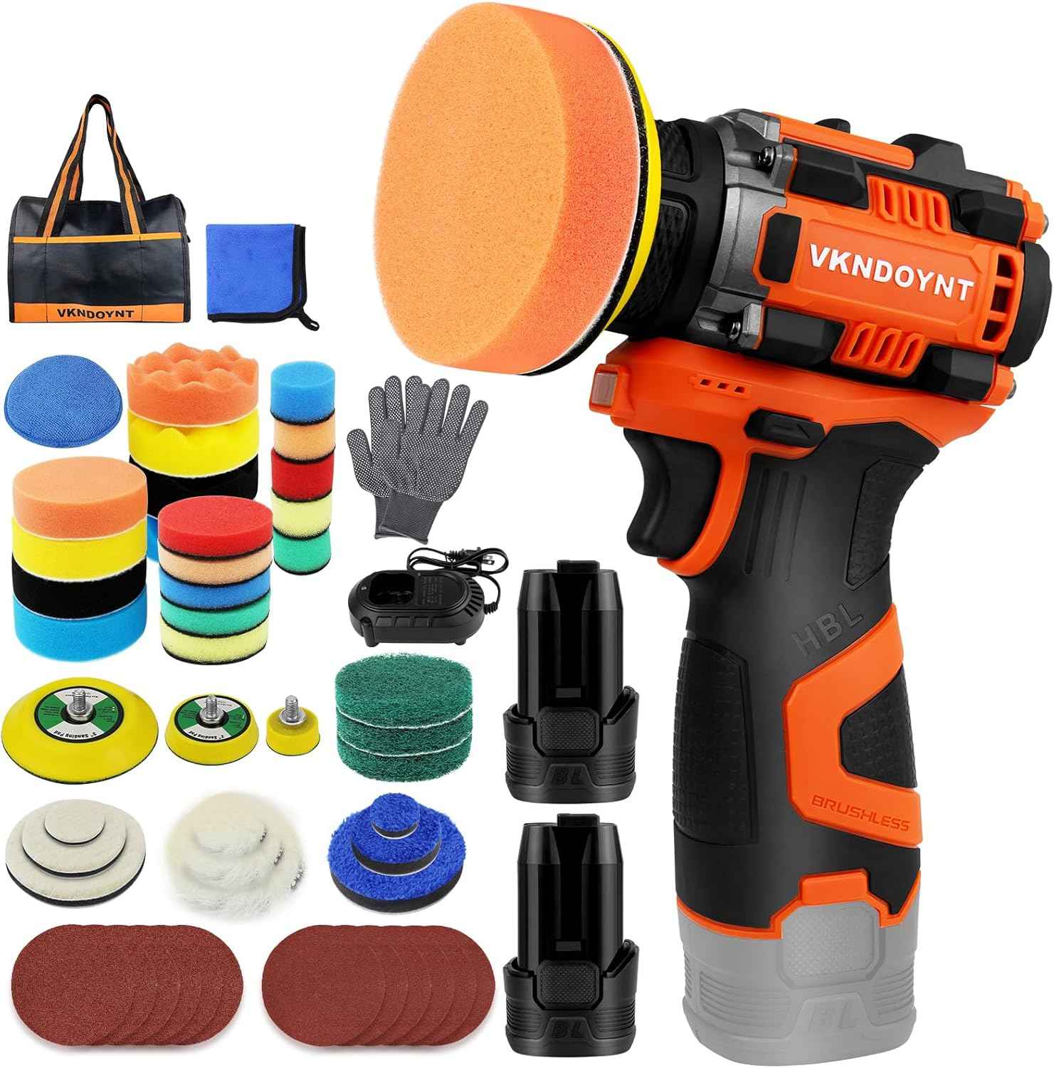 3-Inch Brushless Cordless Polisher & Sander Kit with 31 Accessories - 2 Speed (0-500/3000 RPM), 3.0Ah Battery for Car Detailing