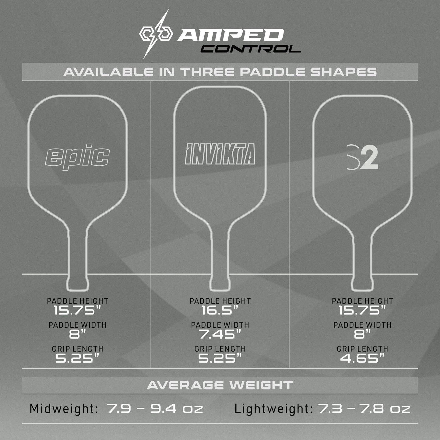 Selkirk Sport Amped Control Pickleball Paddle | Assembled in the USA | Next-Gen FiberFlex+ Face & Ultra Durable Spin Coating | 16mm X5 Core for Unrivaled Precision & Control | Invikta Lightweight Gray