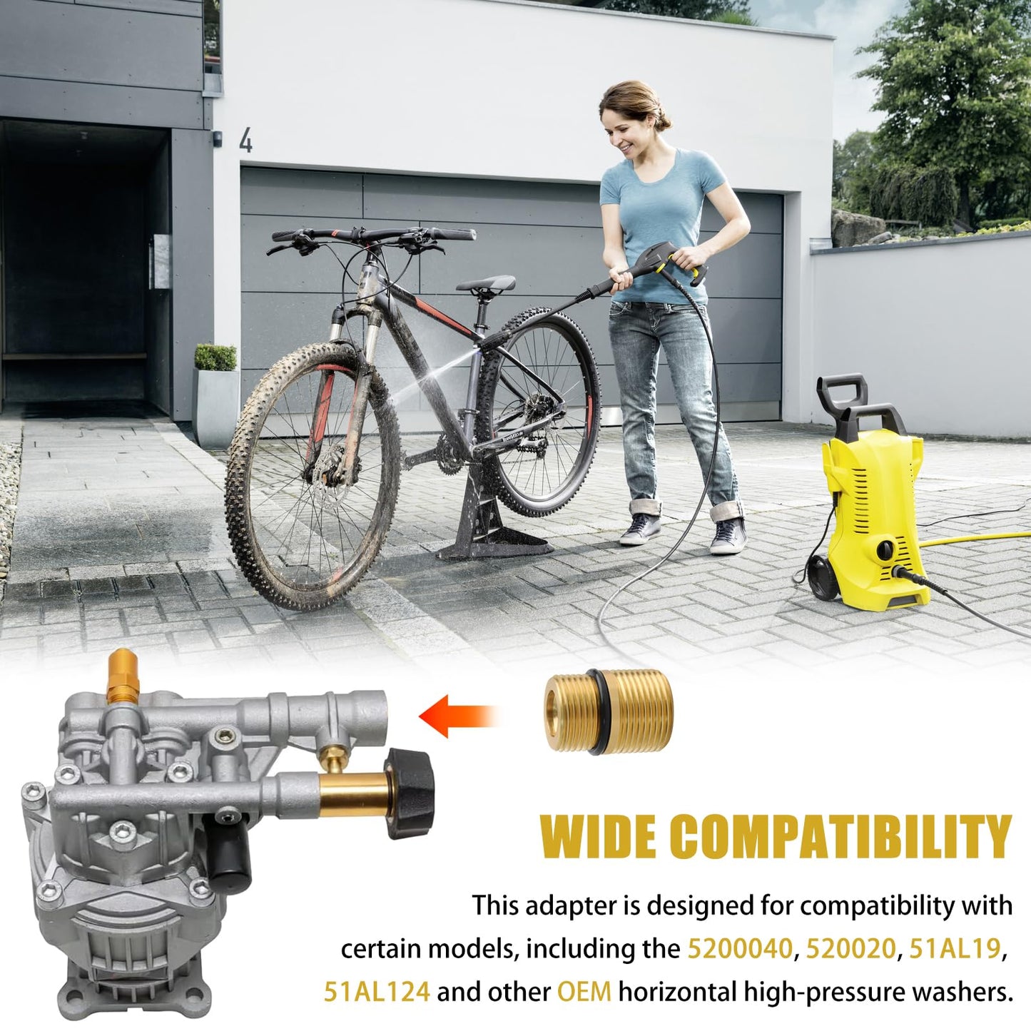 MEKILYN 7110264 Water Outlet Fitting Replacement for Simpson Pressure Washer Pumps - Compatible with Models 510020, 520004, 520006, 520020 (M20 to M22 Adapter)