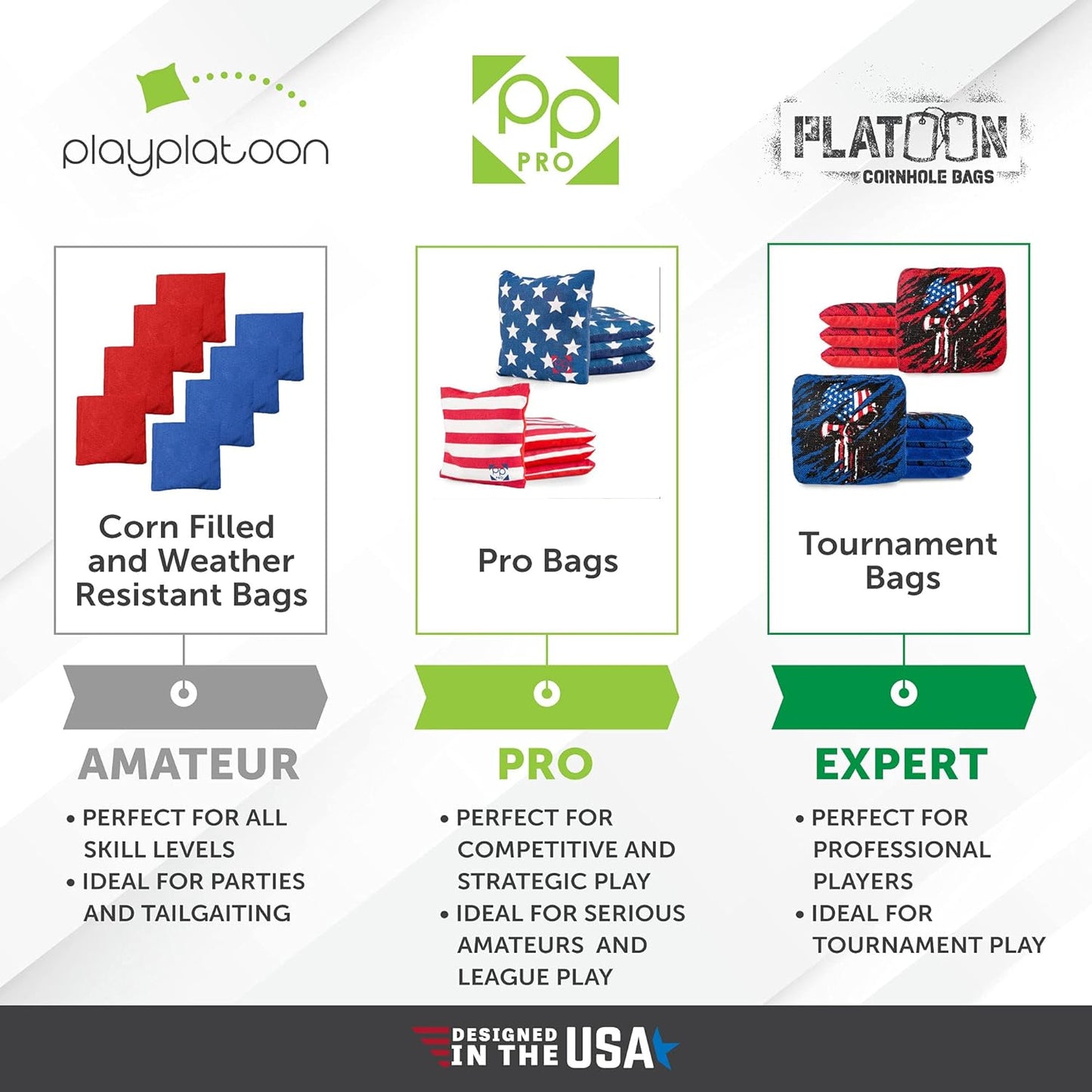 Skiennix Cornhole Bags - Set of 8 Regulation Size Bean Bags - Durable Red & Navy Blue Design
