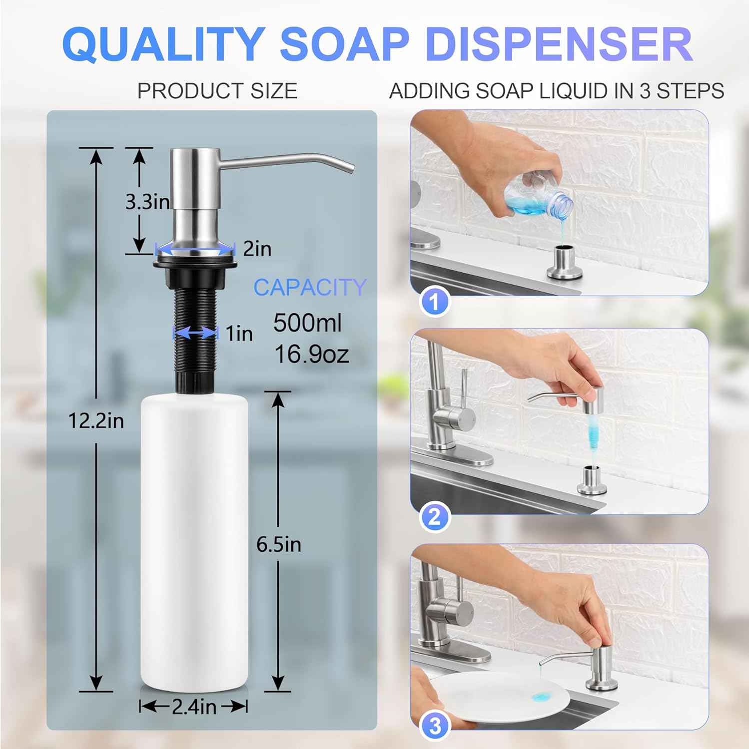 Touchless Kitchen Faucet with Soap Dispenser & Pull Down Sprayer - Commercial Grade Brushed Nickel