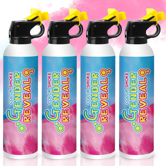 Gender Reveal Fire Extinguisher Kit - 4 Pack for Pink Baby Reveal Party Decorations