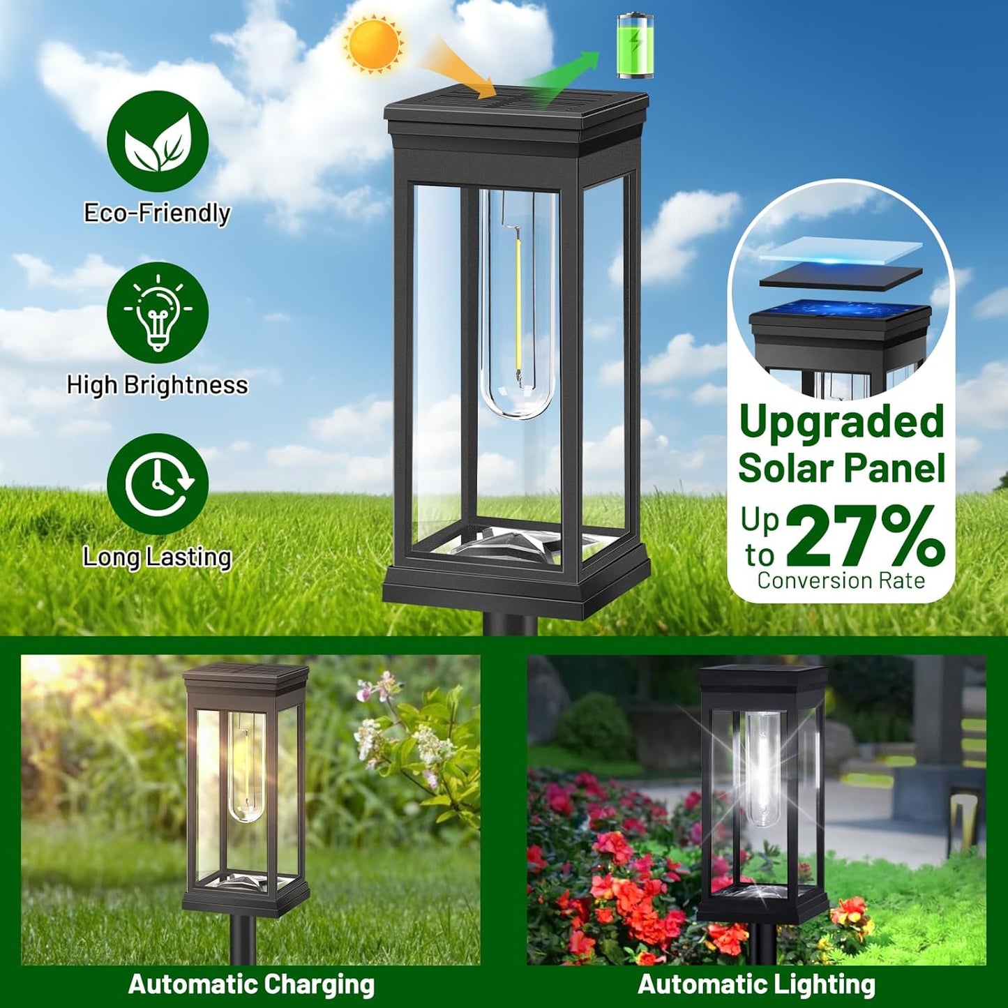 Solar Pathway Lights Outdoor 8-Pack - Super Bright LED Landscape Lighting, Waterproof & Sun-Powered for Garden Walkway