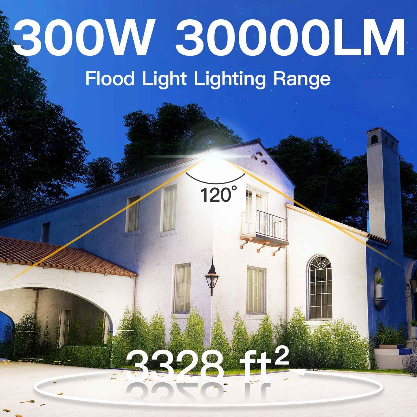 Leddictive 1 Pack LED Flood Lights Outdoor, 300W 30000LM Super Bright Floodlight Outside Work Light with 5.9FT Plug, IP65 Waterproof 6000K Outdoor LED Flood Light for Garage, Yard, Lawn, Garden