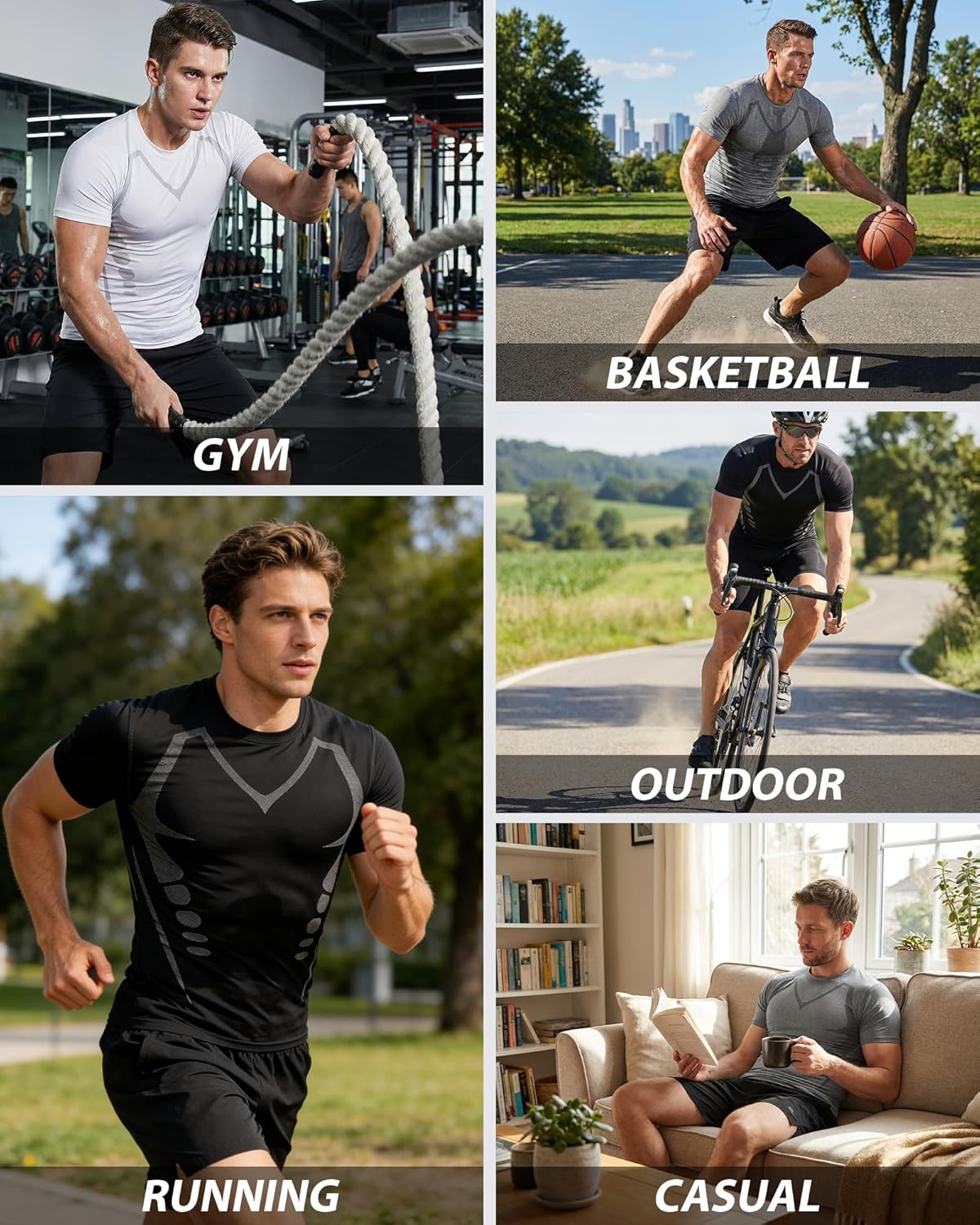 Skiennix Quick Dry Workout Shirts for Men - Breathable Athletic T-Shirt for Running | Outdoor Training