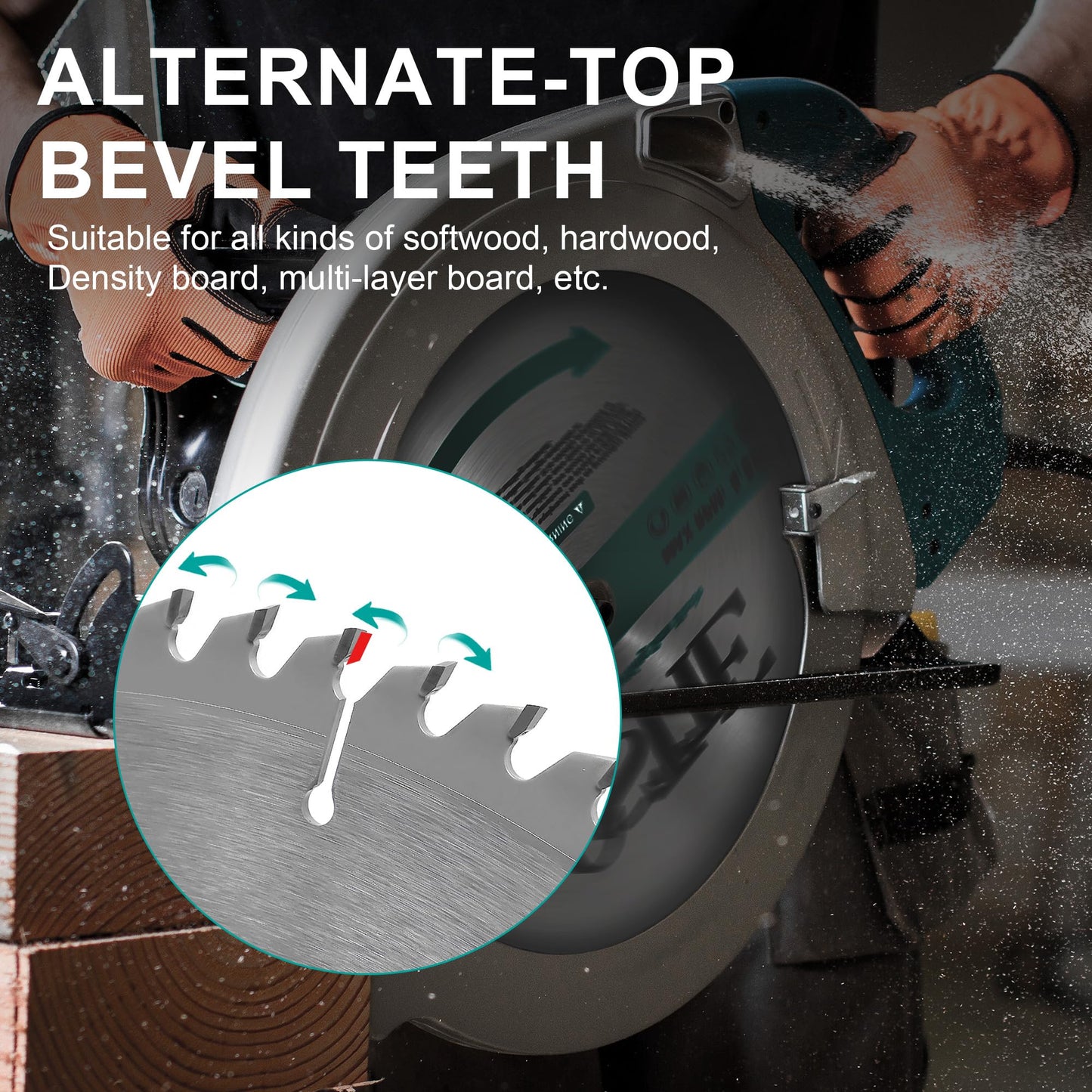 8-1/4 Inch Circular Saw Blade 60T, 5/8 Inch Arbor, Alternate Top Bevel Saw Blades for Cutting Wood, 1 Pack