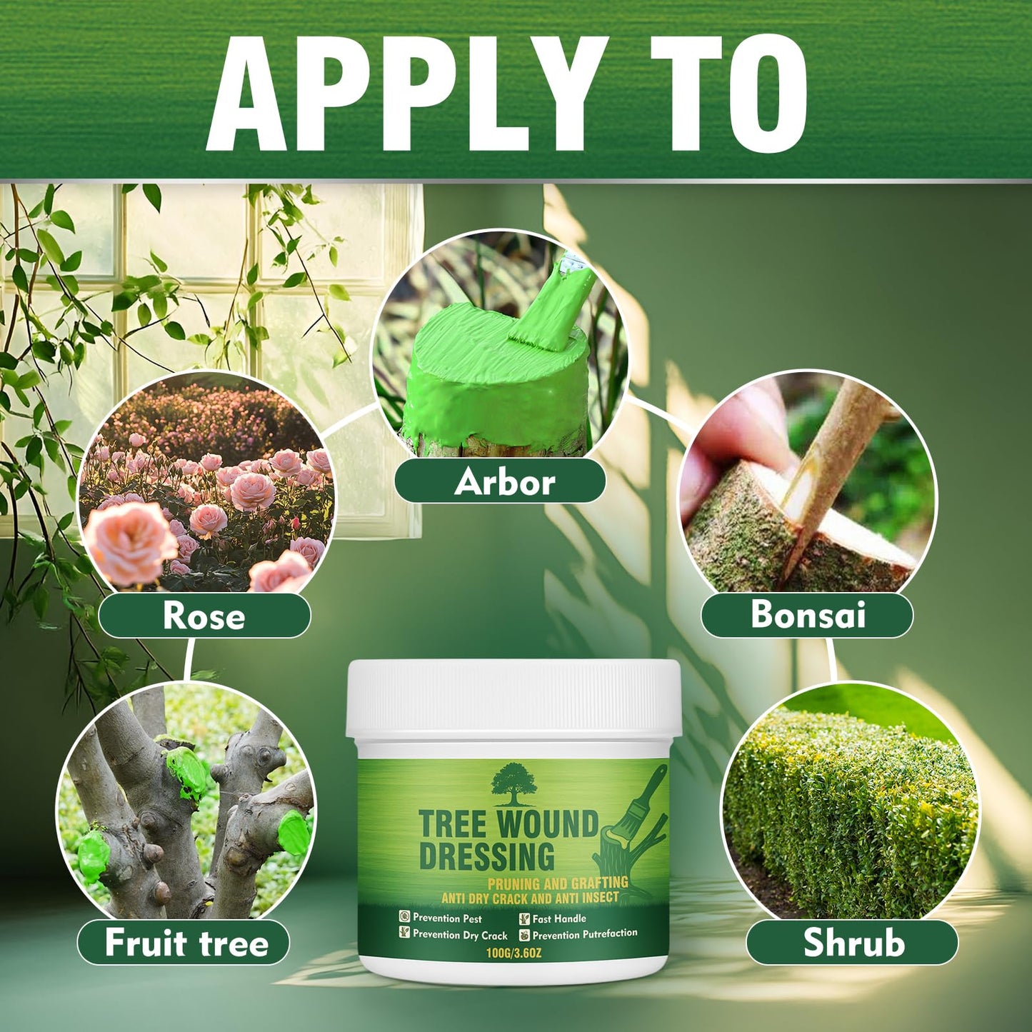 Tree Wound Sealer, Organic Pruning Dressing Paste & Grafting Compound, Natural Woundressing for Bonsai, Fruit Trees, Roses, Bonsai | Waterproof Protection (Tree Wound Sealer, 1)