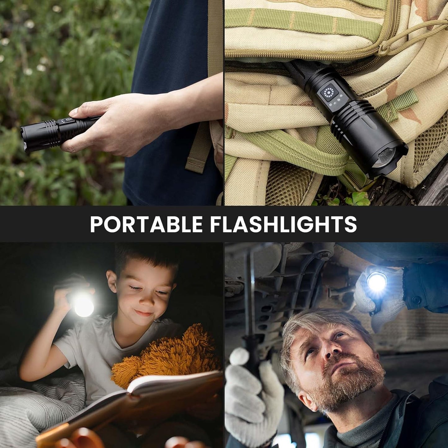 Rechargeable LED Flashlights 99,000 Lumens - 3 Pack Waterproof Handheld with 5 Modes