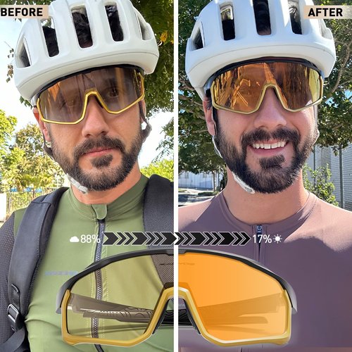KAPVOE Photochromic Cycling Glasses Men Women Clear Mountain Bike Sunglasses MTB Sports Transition Triathlon Running - K93