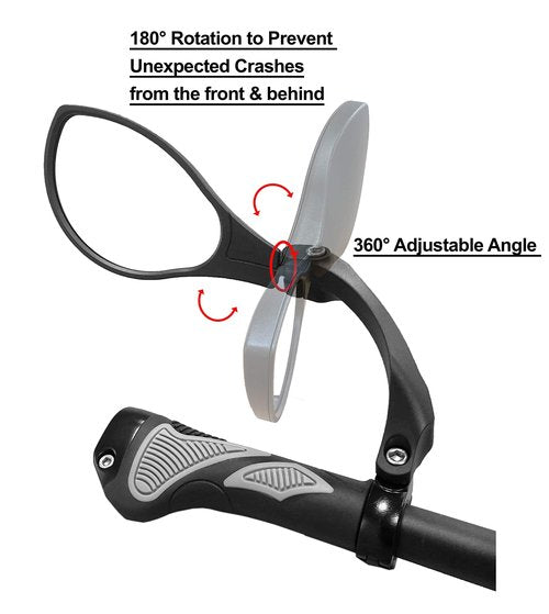 Hafny New Handlebar Bike Mirror, HD Blast-Resistant, Safe Crystal Clear Glass Mirror, Adjustable Rotatable, Rearview Mirror, Bicycle, HF-M902LS-FR01
