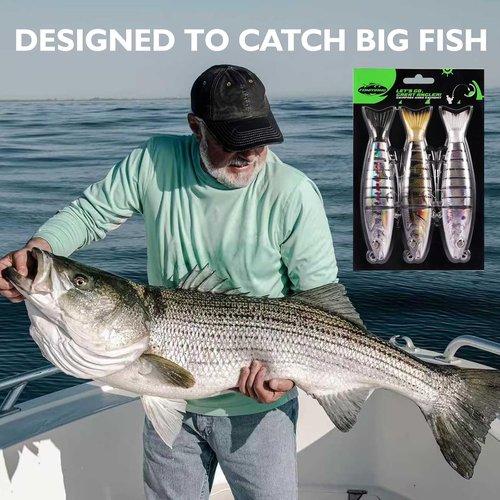 FONMANG SWIMPRO Swimbaits - 6.5in Glide Bait for Northern Pike & Bass Fishing | 3PCS Multi Jointed Lures with 3D Holographic Finish