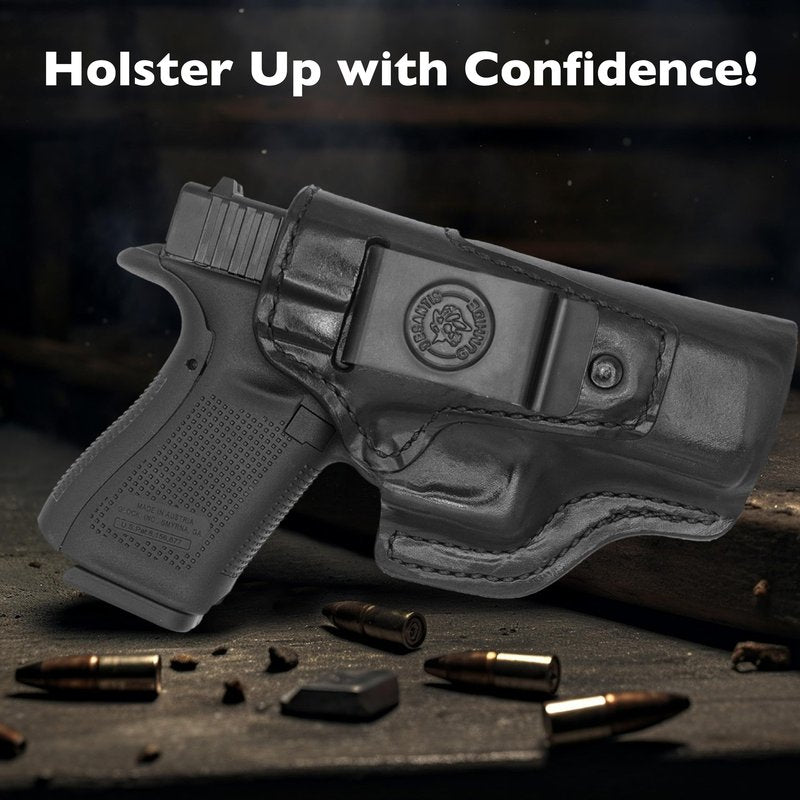 Desantis Inside Heat IWB Gun Holster - Concealed Carry, Leather Holster IWB for Pistols, Fits the Glock 19, 19 Gen 5, 23, 32, 19X, 45; Ruger RXM - Right Hand Draw, Black