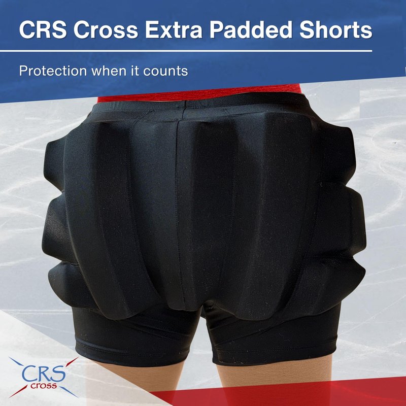 CRS Cross Extra Thick Padded Figure Skating Shorts. Double Thickness Crash Pad Pants for Roller, Inline, Ice Skating. Fall Impact Protection for Butt, Hips, and Tailbone (1.5 inch, Ladies Medium)