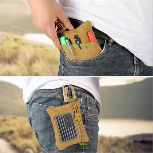 FRTKK Tactical Compact EDC Pouches - Military Molle Utility Organizers | 2 Pack Coin & Keychain Holders