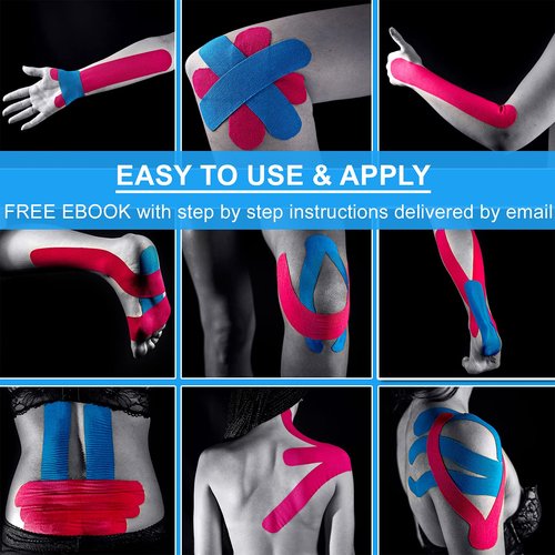 Starktape Kinesiology Tape Bulk for Sensitive Skin, Physio Medical Sports Tape, Kt Tex Gold for Physical Therapy, Knee, Shoulder, Ankle, Wrist, Foot, Back Muscle, Black