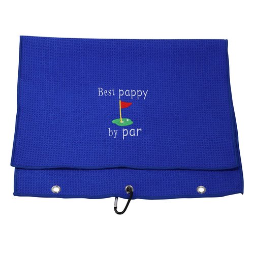 LEVLO Dad Golf Towel Embroidered Golf Towel Gift Golf Father Gift Best Papa/Pops/Grampy/Papaw/Opa by Par Golf Towel with Clip (Best Pappy by par)