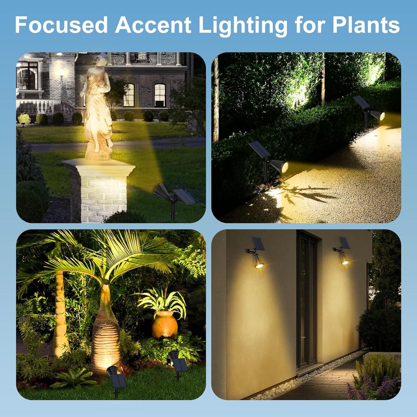Solar Spot Lights Outdoor - 8 Pack Waterproof Adjustable Landscape Lights for Garden & Pathway