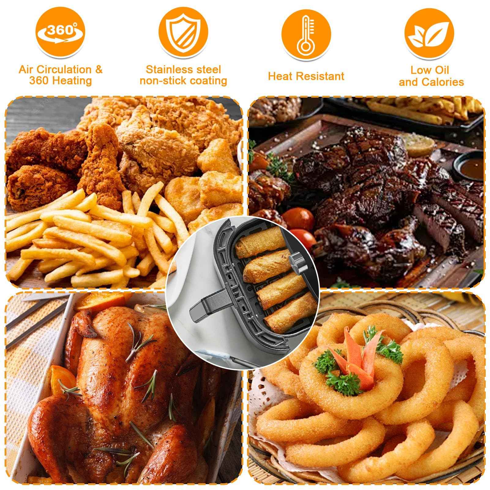 GWYSY Air Fryer Replacement Parts for Instant Vortex Plus 6QT instant pot vortex plus 6QT Clear Cook Air Fryer air fryer accessories Accessory Non-Stick Grill Pan Grill Plate Rack Tray Crisper Plate