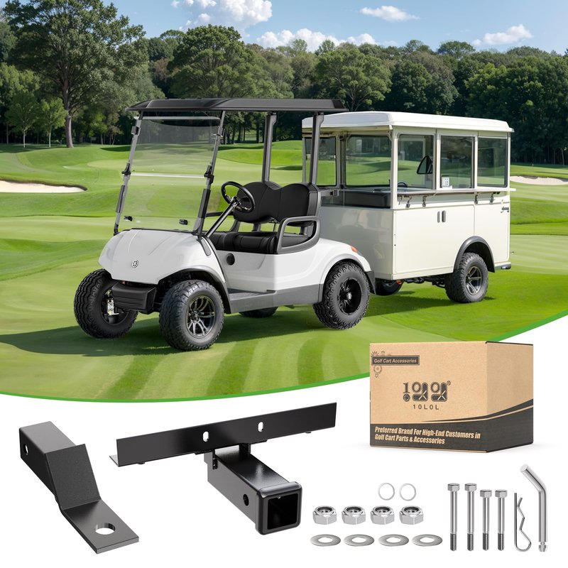 10L0L Deluxe Golf Cart Trailer Hitch and Receiver Kit, Bumper Hitch Compatible with/Replacement for Yamaha G14 and Drive G29 Golf Carts