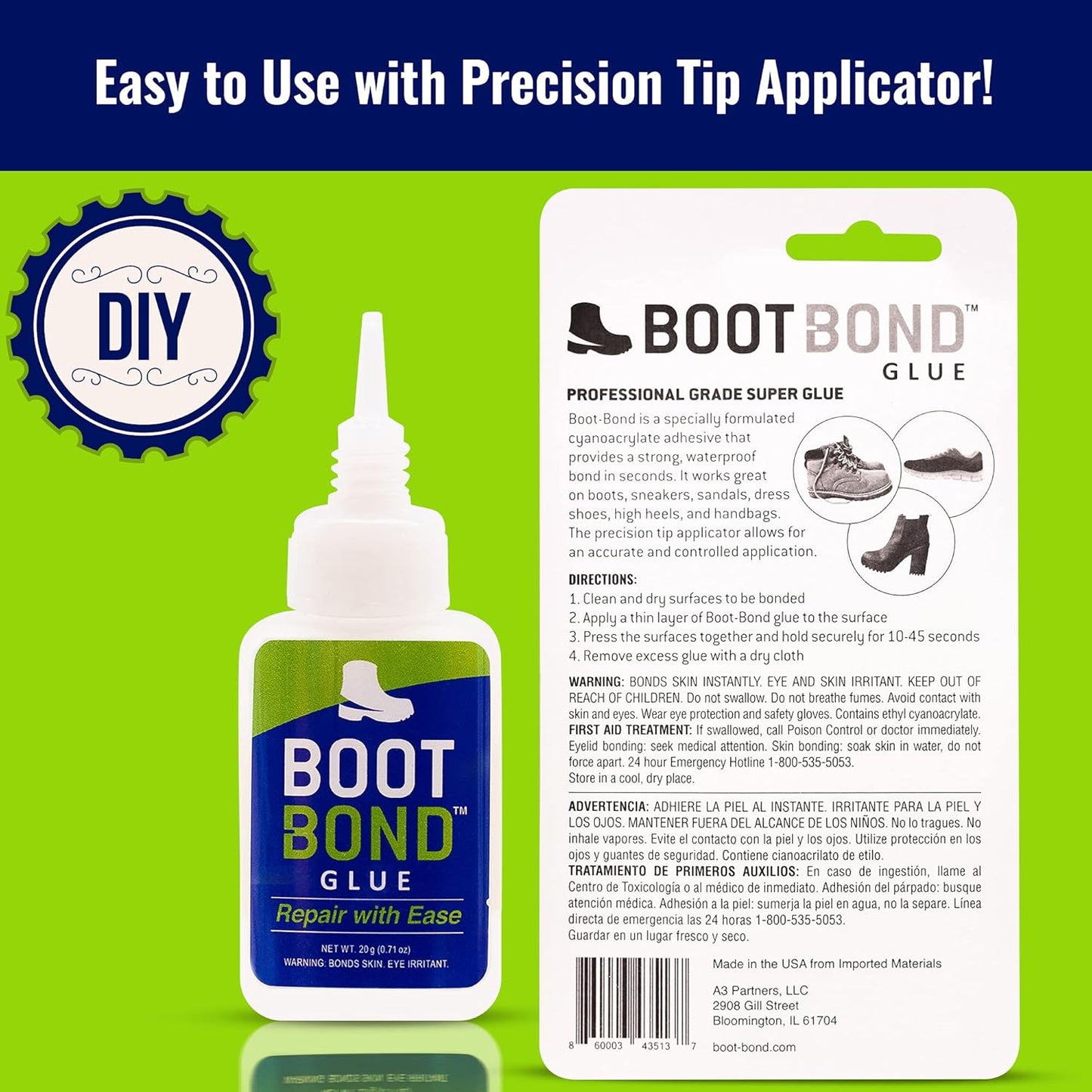 Skiennix Boot Glue - Quick Dry Waterproof Repair Formula for Sneakers & Thick Sole Boots - Flexible Seal