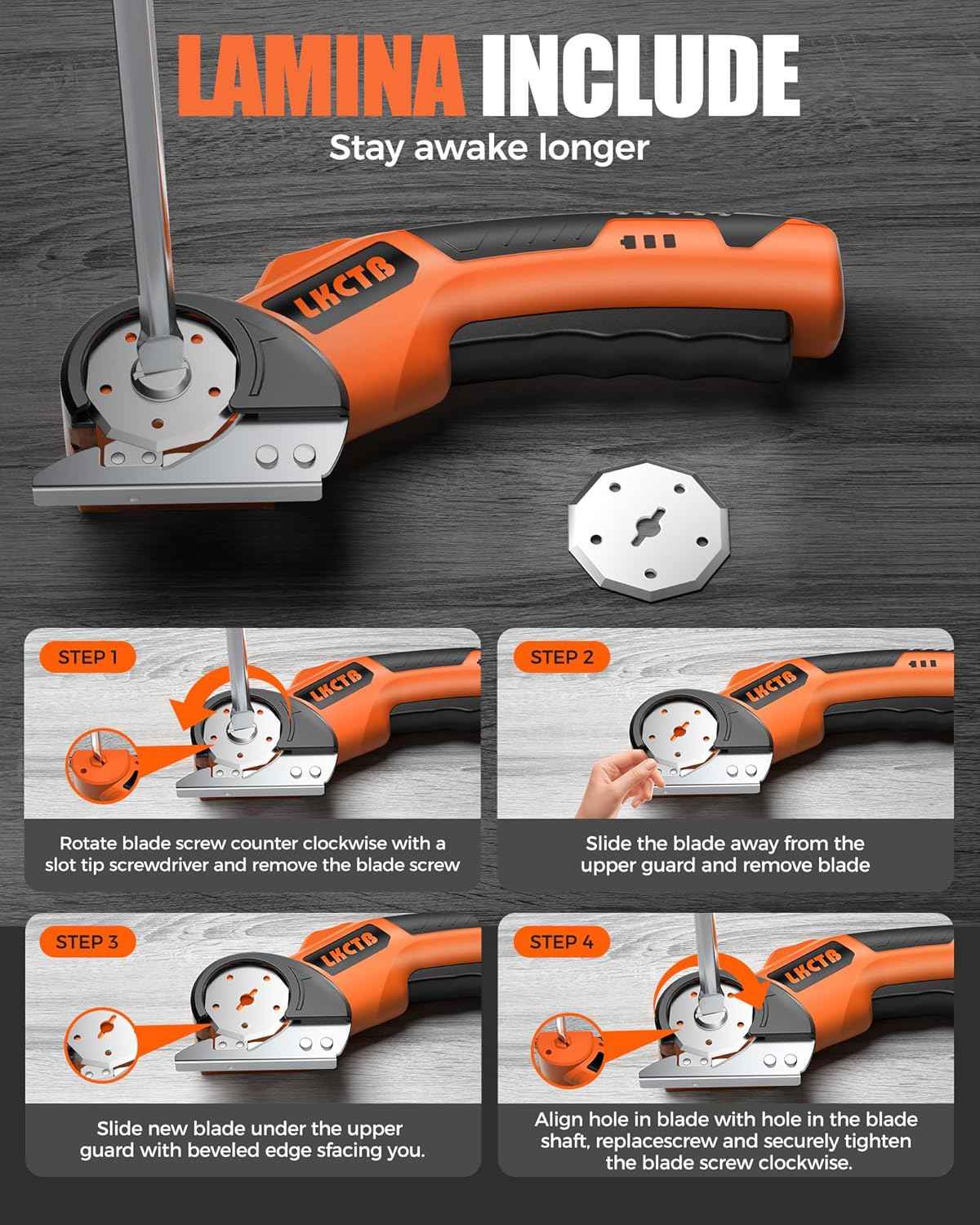 Rechargeable Electric Cardboard Cutter Scissors with LED Light & Tungsten Steel Blade