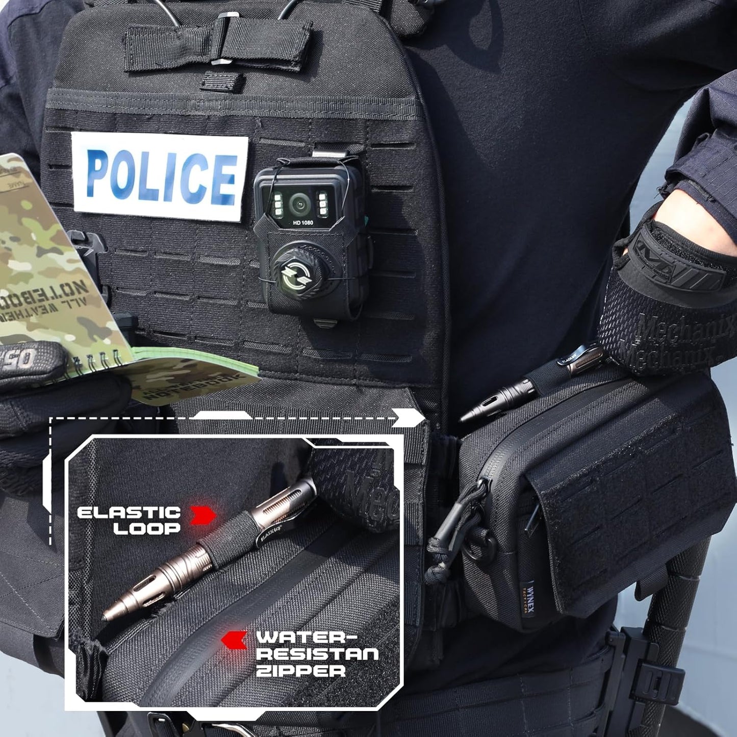 WYNEX Tactical Molle Admin Pouch - Utility EDC Bag with Laser Cut Design & American Flag Patch