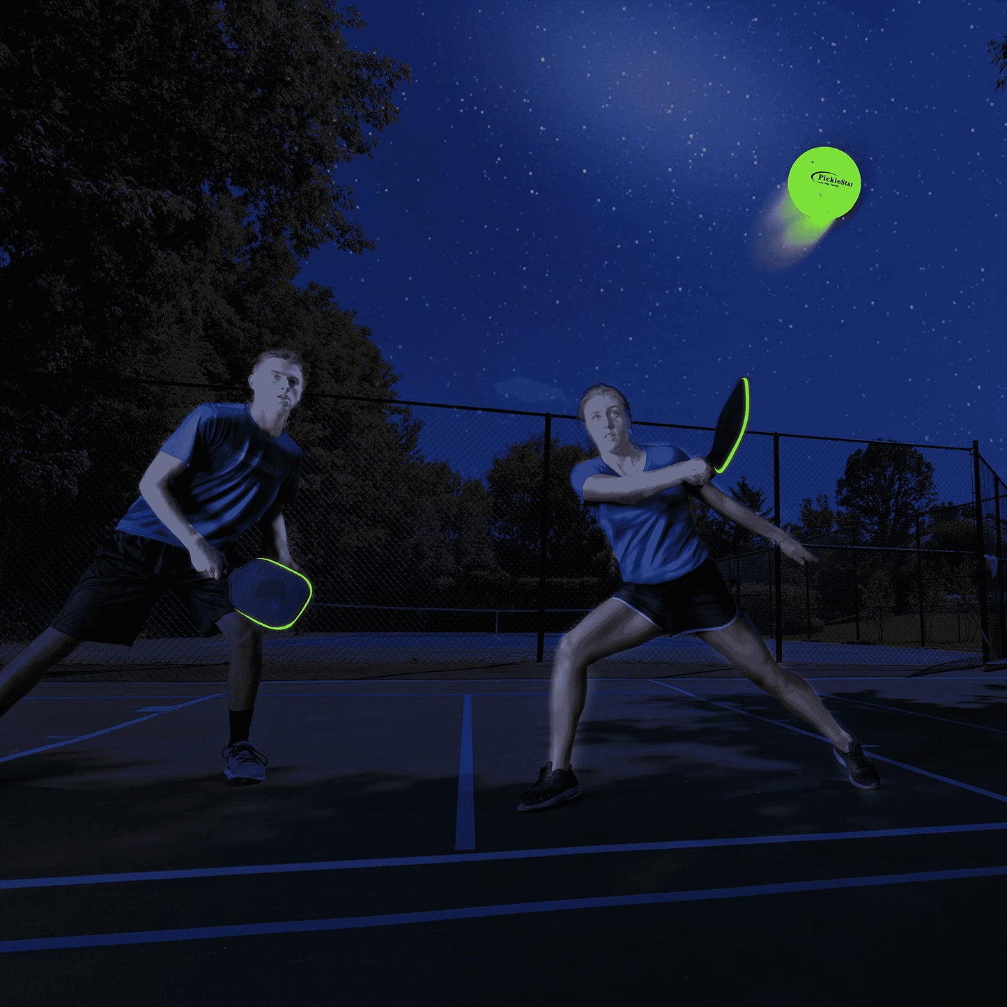 PickleStar LED Light Up Pickleball Balls, Offcial Size Outdoor 40 Holes Green PickleBalls with Green Light 4 Pack LED Light Up Pickle Balls, 6 Batteries Included, for Pickleball Lovers