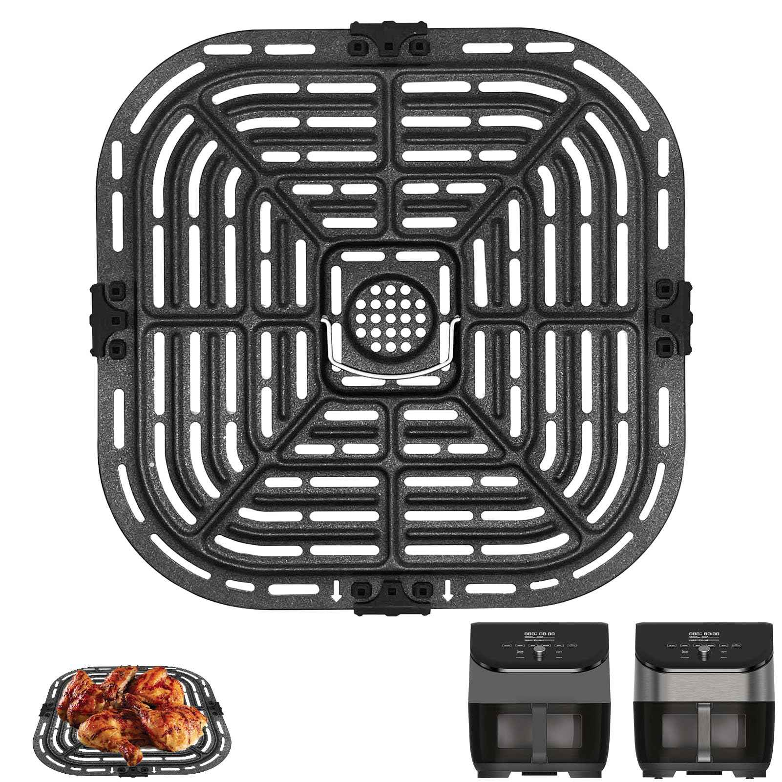 GWYSY Air Fryer Replacement Parts for Instant Vortex Plus 6QT instant pot vortex plus 6QT Clear Cook Air Fryer air fryer accessories Accessory Non-Stick Grill Pan Grill Plate Rack Tray Crisper Plate