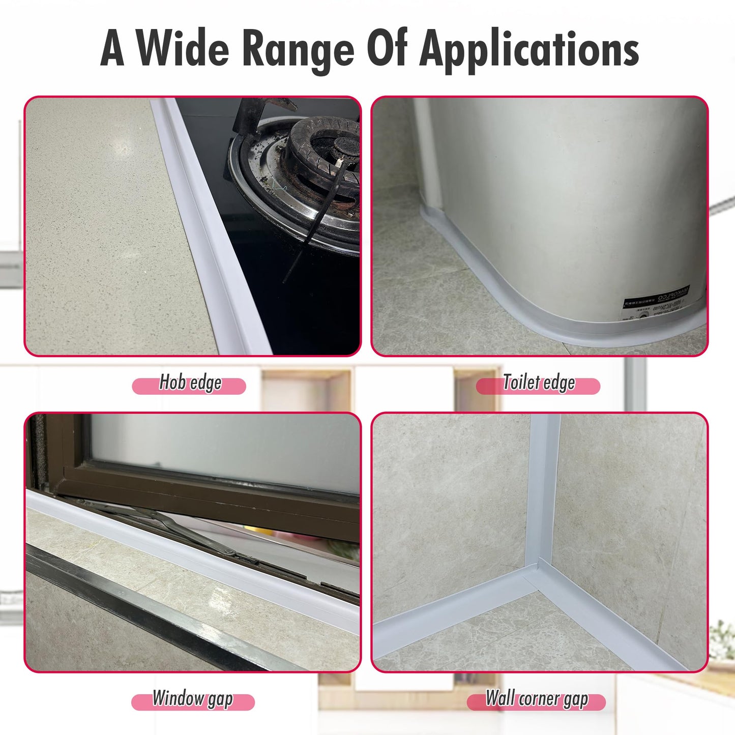 3 Rolls White Caulk Tape for Bathtub Self Adhesive,Peel and Stick Caulk Strip Waterproof,Toilet Base Sealer Strip,Toilet Sealant Tape