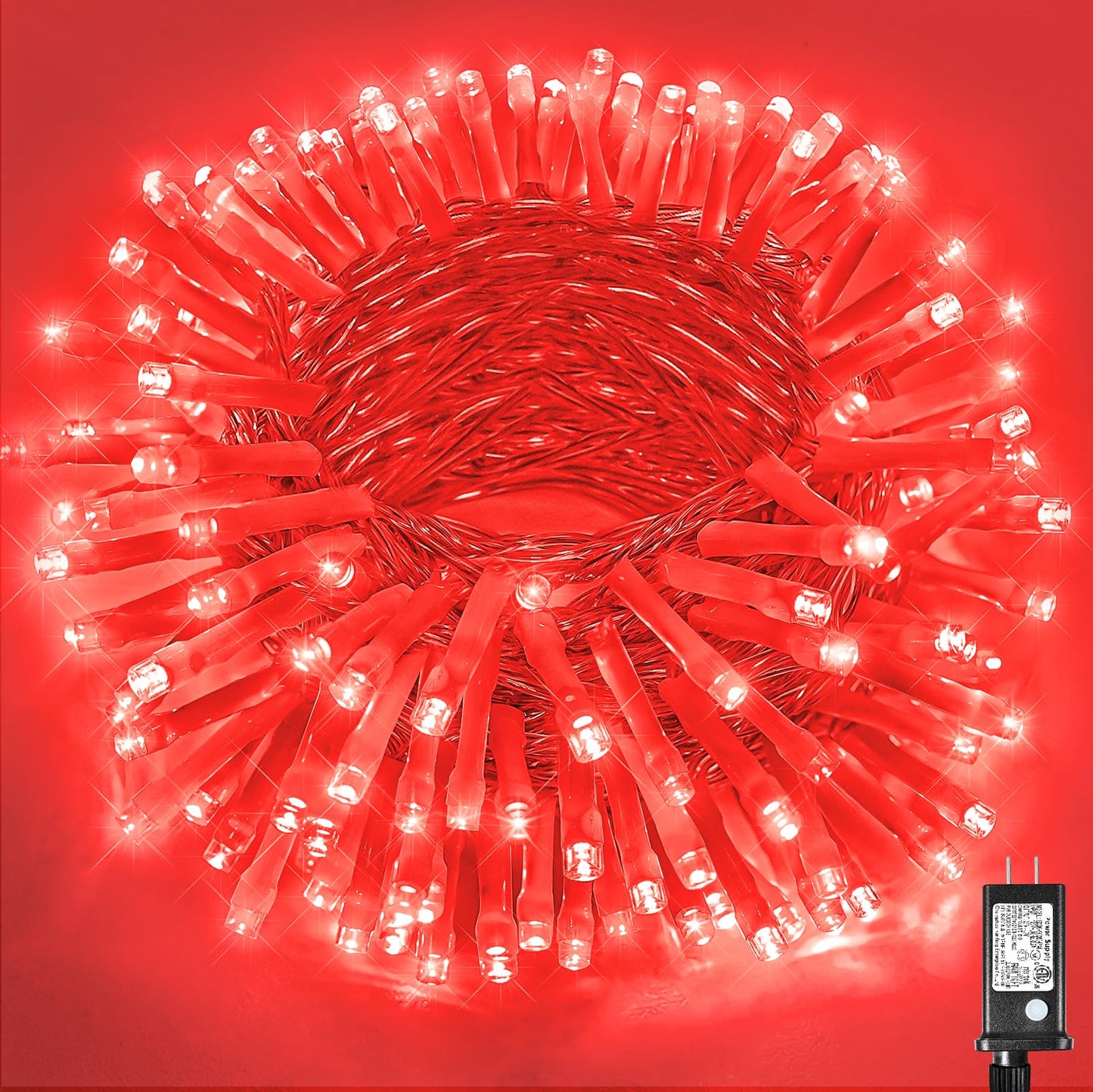 200 LED Red Christmas Lights, 66ft Red String Lights 8 Modes Clear Wire, Connectable Waterproof Plug in Twinkle Fairy Light for Tree Bedroom Indoor Outdoor Christmas Decorations
